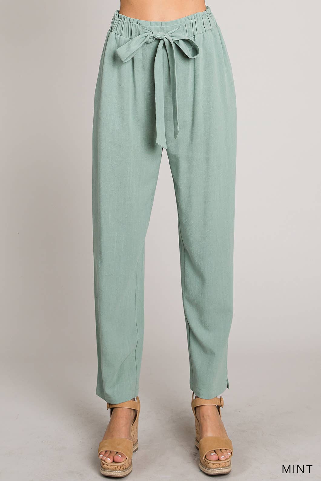 Linen Blend Comfy Crop Women's Pants