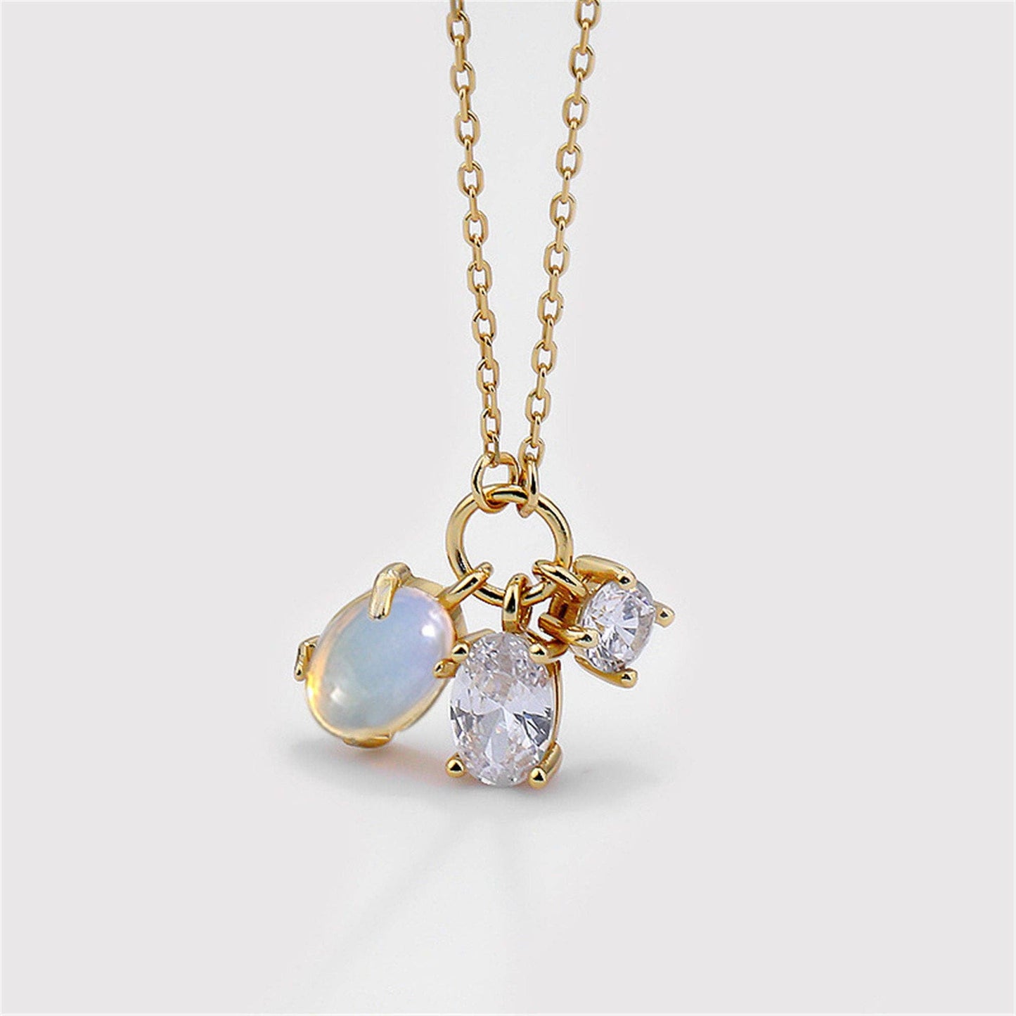 Dainty Moonstone Necklace: Gold