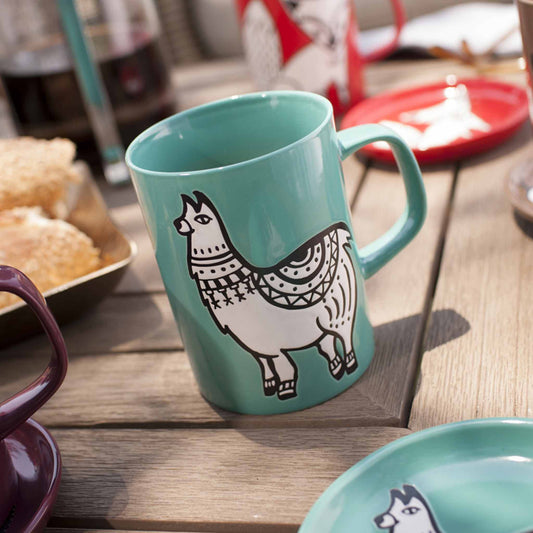 Cuppa Color Mug + Saucer Set | Teal Llama
