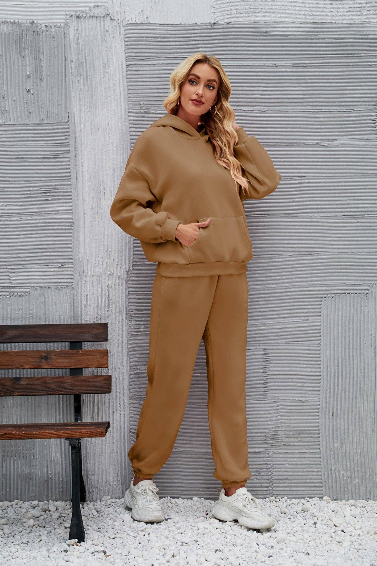 Long Sleeve Front Pocket Hoodie With Relaxed Joggers Set