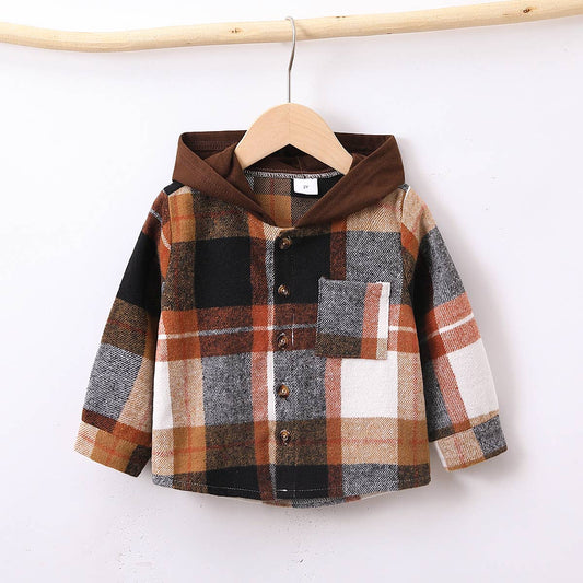 Toddler Boy/Girl Plaid Patch Pocket Button Front Jacket