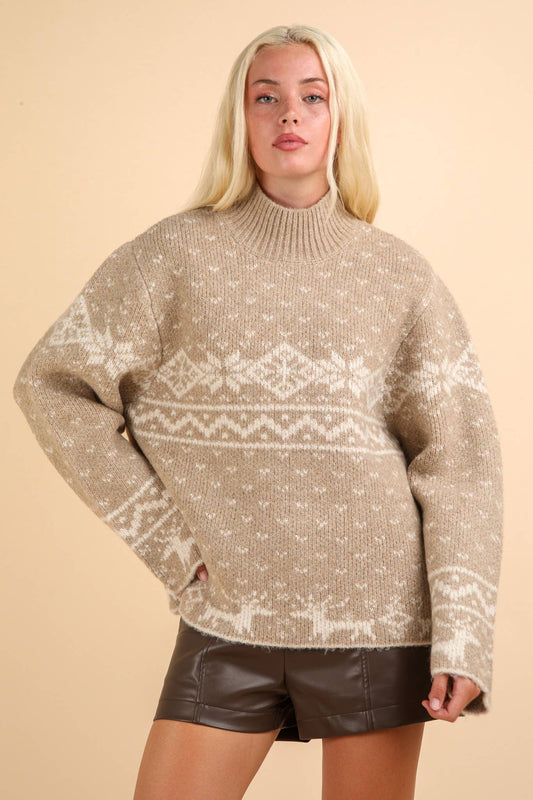 Oversized Nordic Christmas Holiday Sweater Top