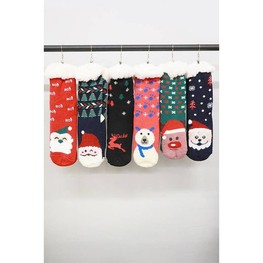 Assorted Design Non Slip Fuzzy Winter Socks