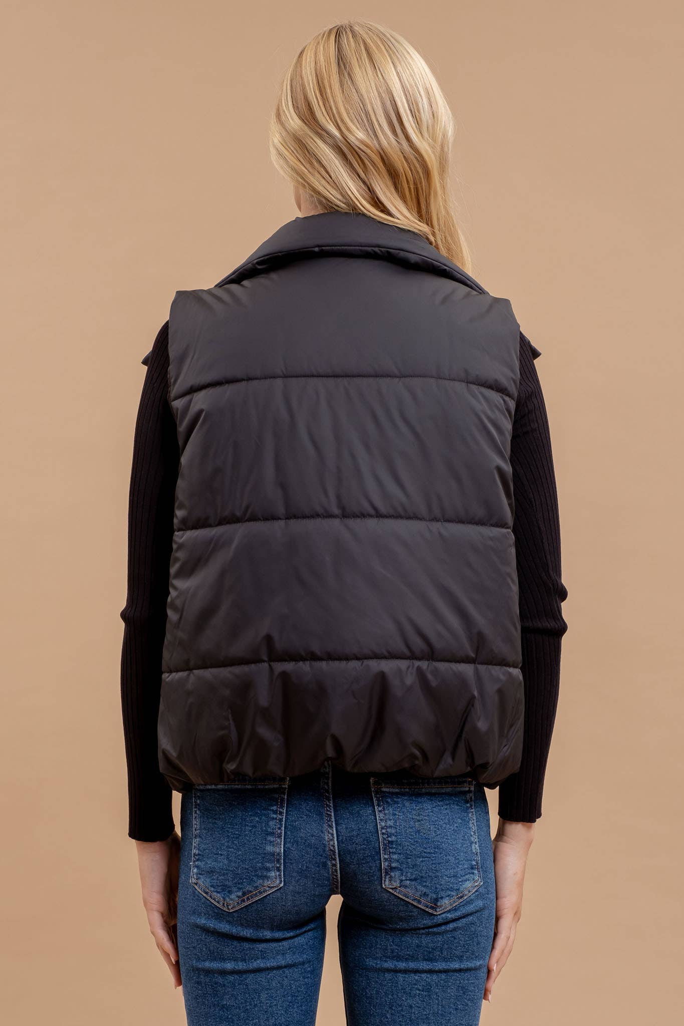 Zip Up Black Puffer Vest