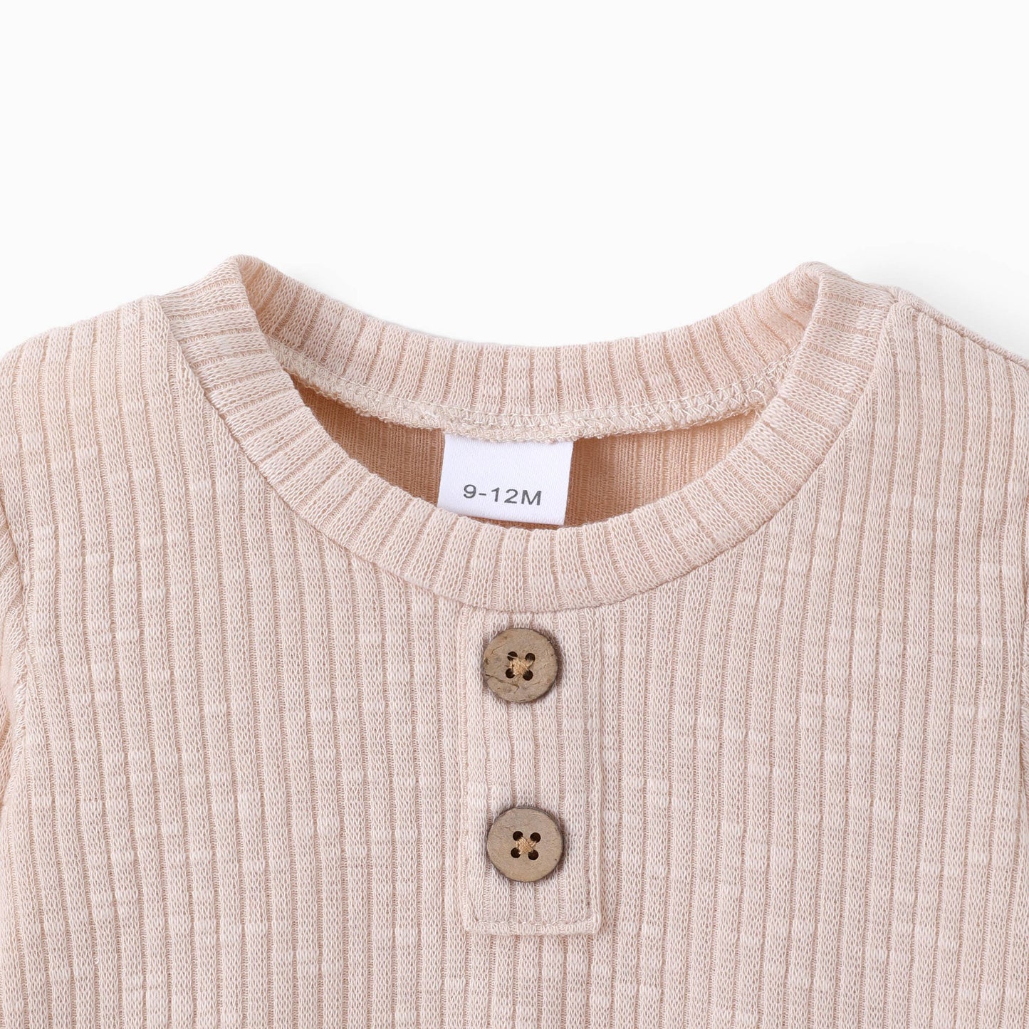 Baby Boy/Girl Button Solid Ribbed Knitted Long-sleeve Top