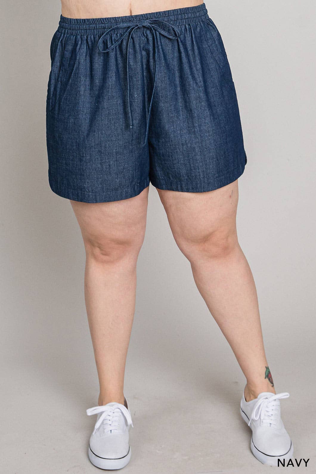 Curvy Soft Washed Light Denim Shorts