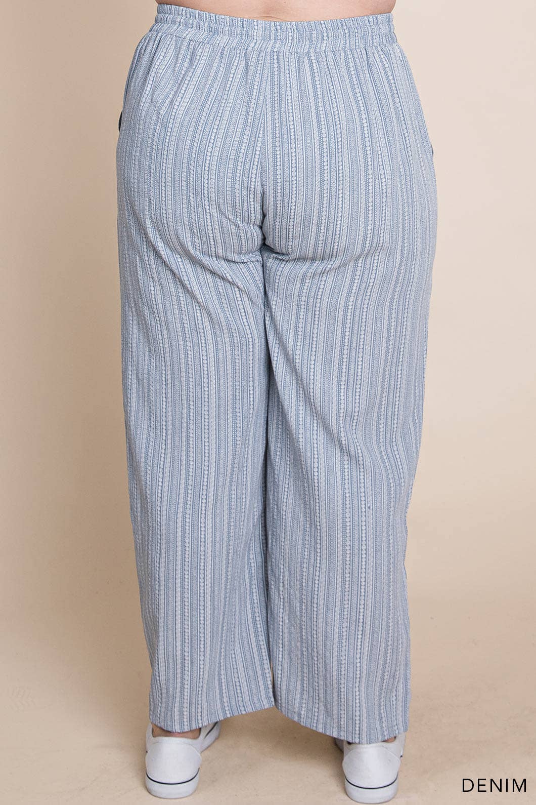 Curvy Boho Striped Ankle-Length Pants