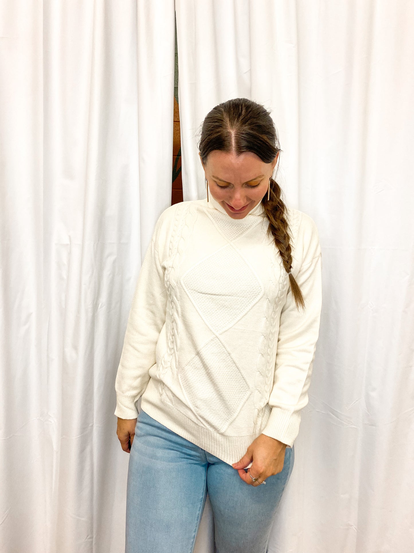 Ivory Soft Cable-Knit Sweater