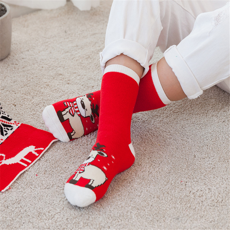 4-pairs Baby / Toddler Christmas Thermal Crew Socks: 2-4 Years