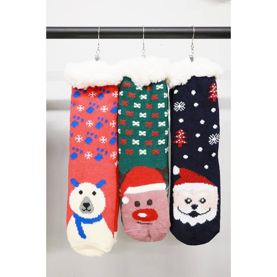 Assorted Design Non Slip Fuzzy Winter Socks