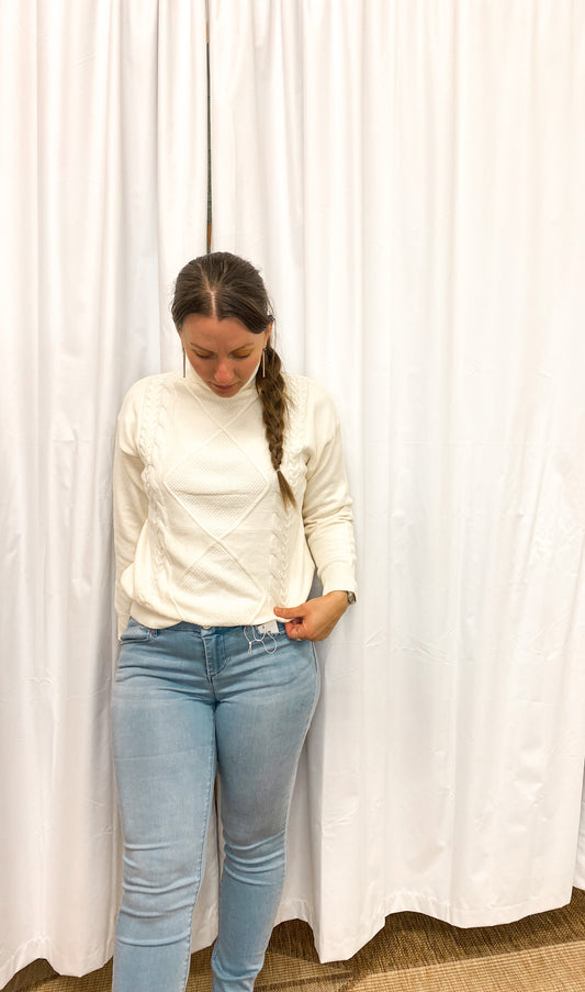 Ivory Soft Cable-Knit Sweater