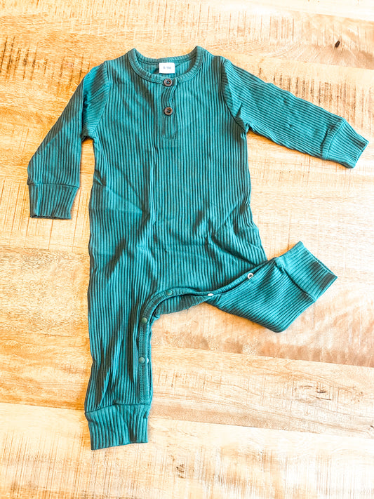 Cotton Ribbed Button Up Baby Jumpsuit