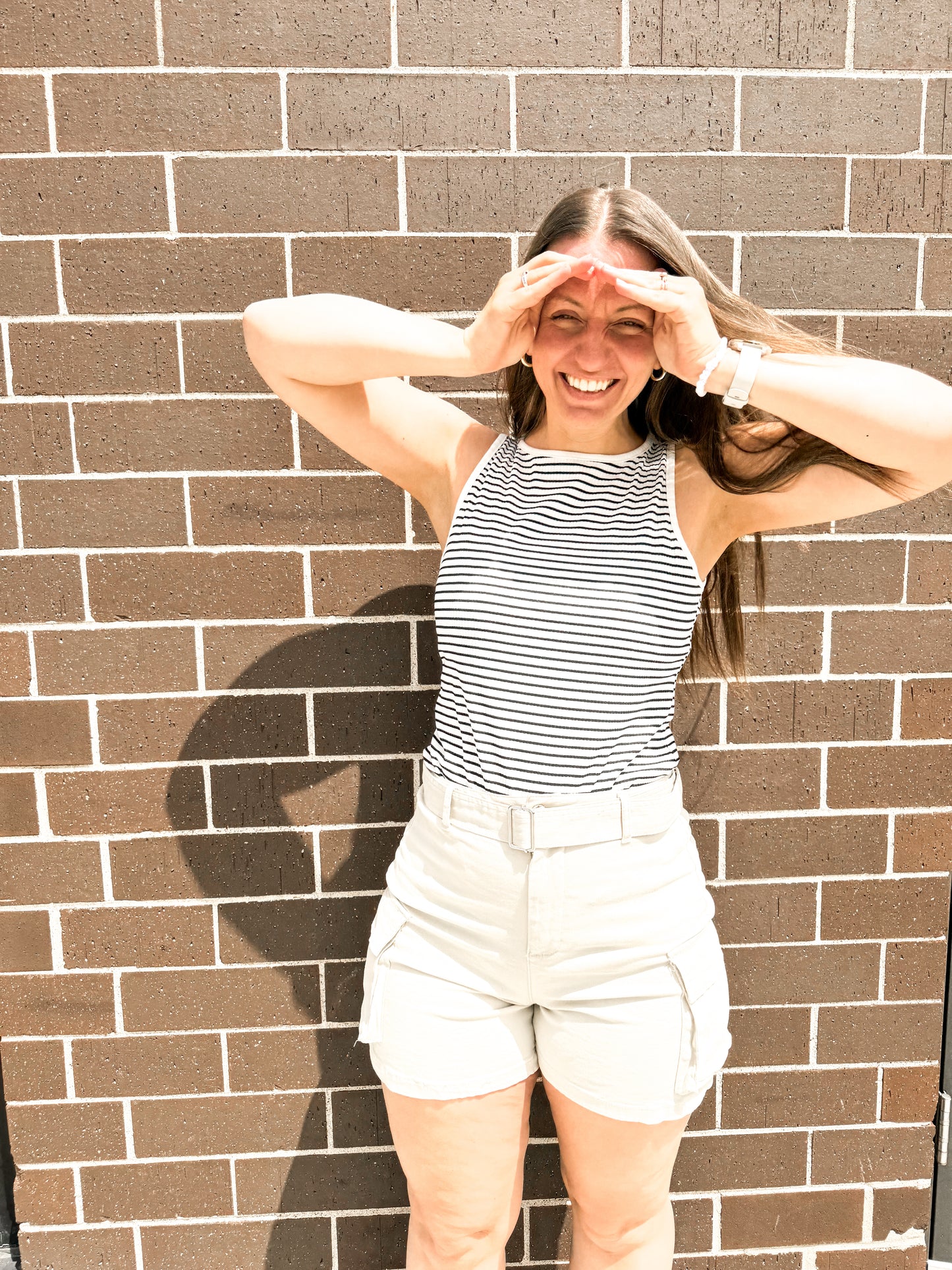 Belted Cargo Khaki Shorts