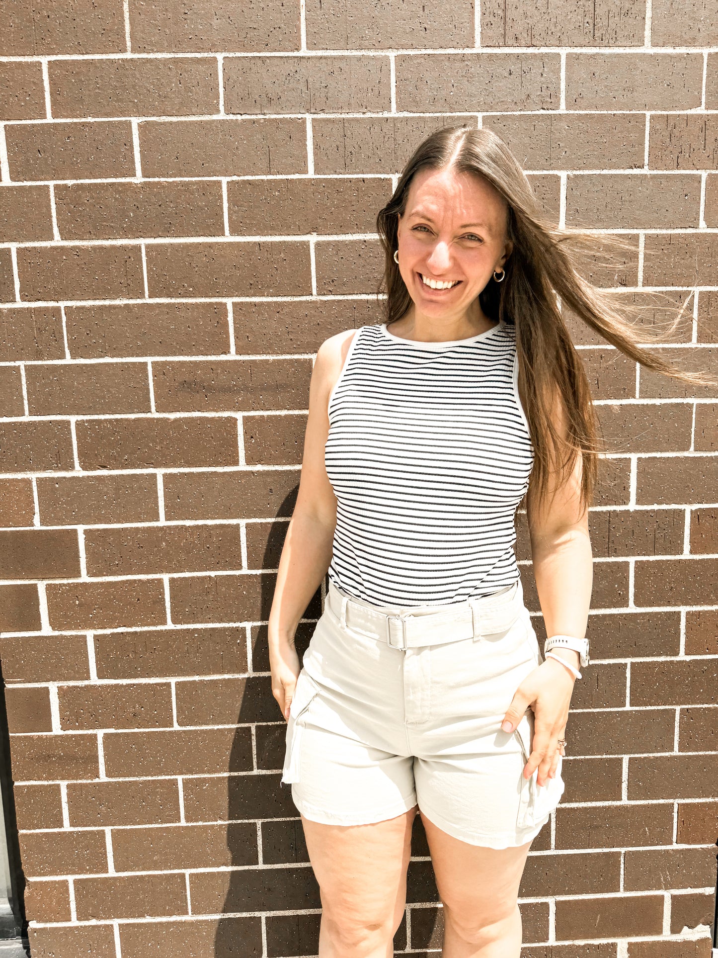 Belted Cargo Khaki Shorts