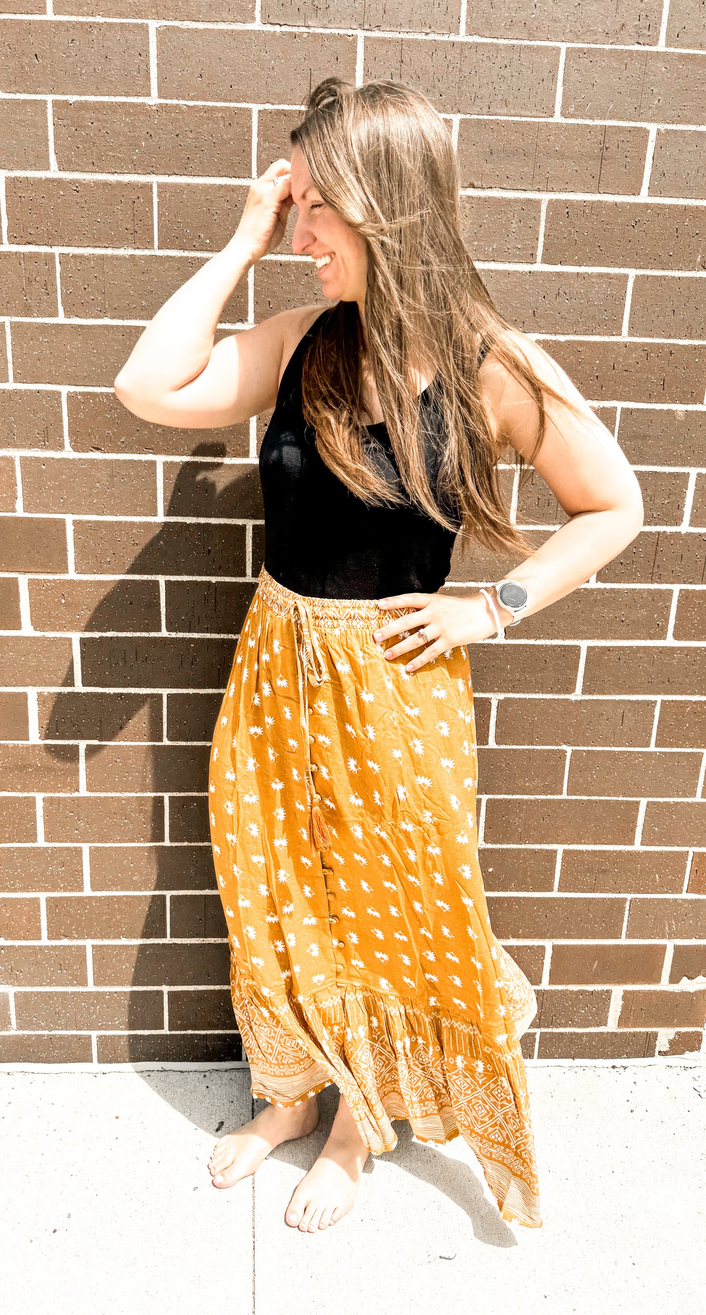 Boho Print Maxi Skirt