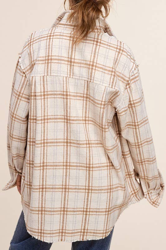 Mineral Washed Button Down Soft Fabric Plaid Shirts