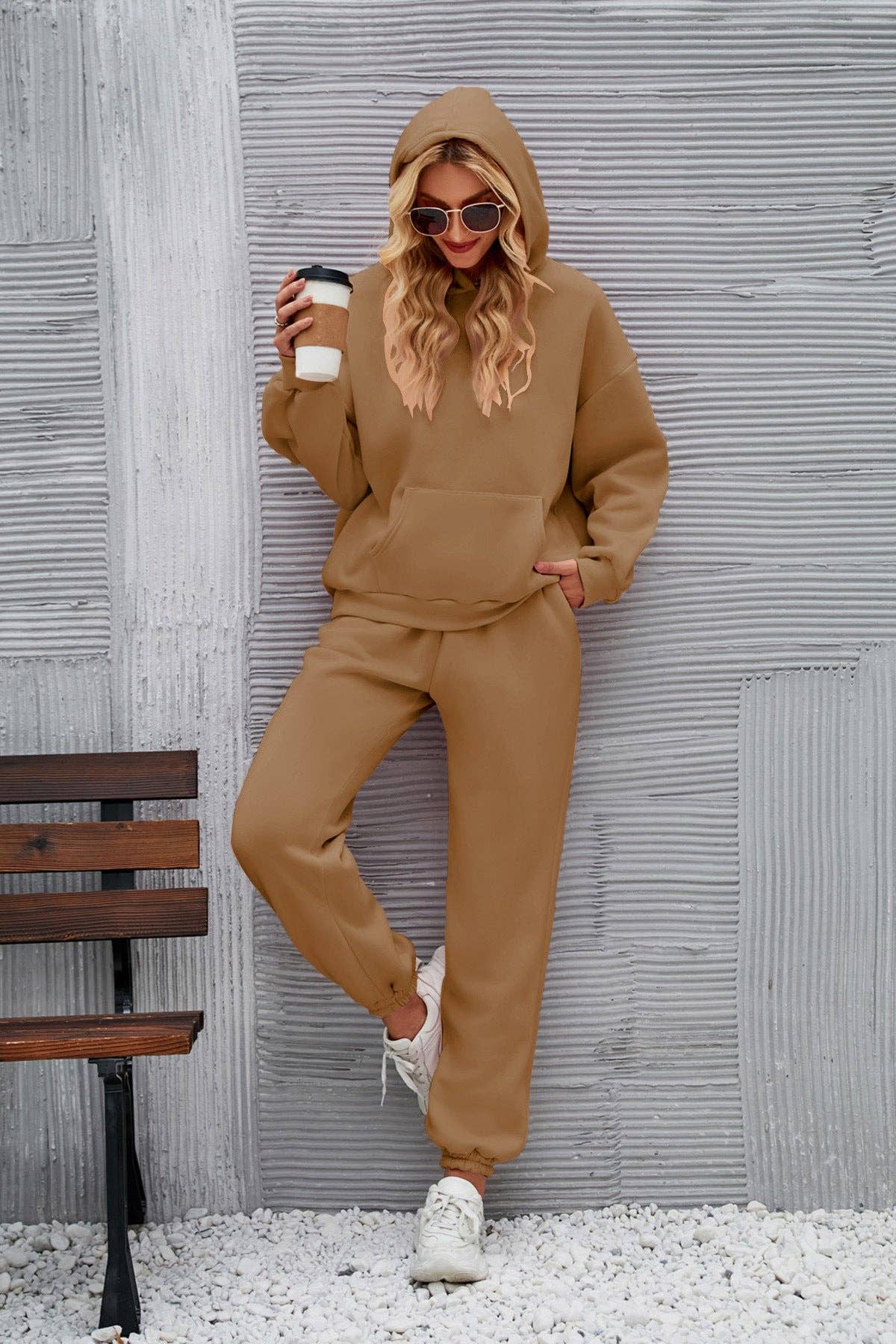 Long Sleeve Front Pocket Hoodie With Relaxed Joggers Set