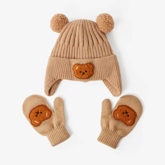 Bear Hat & Mitten Set for Kid/Baby