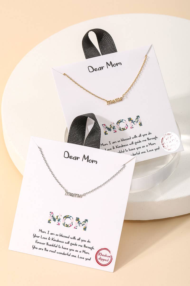 Silver Dainty Mama Pendant Necklace
