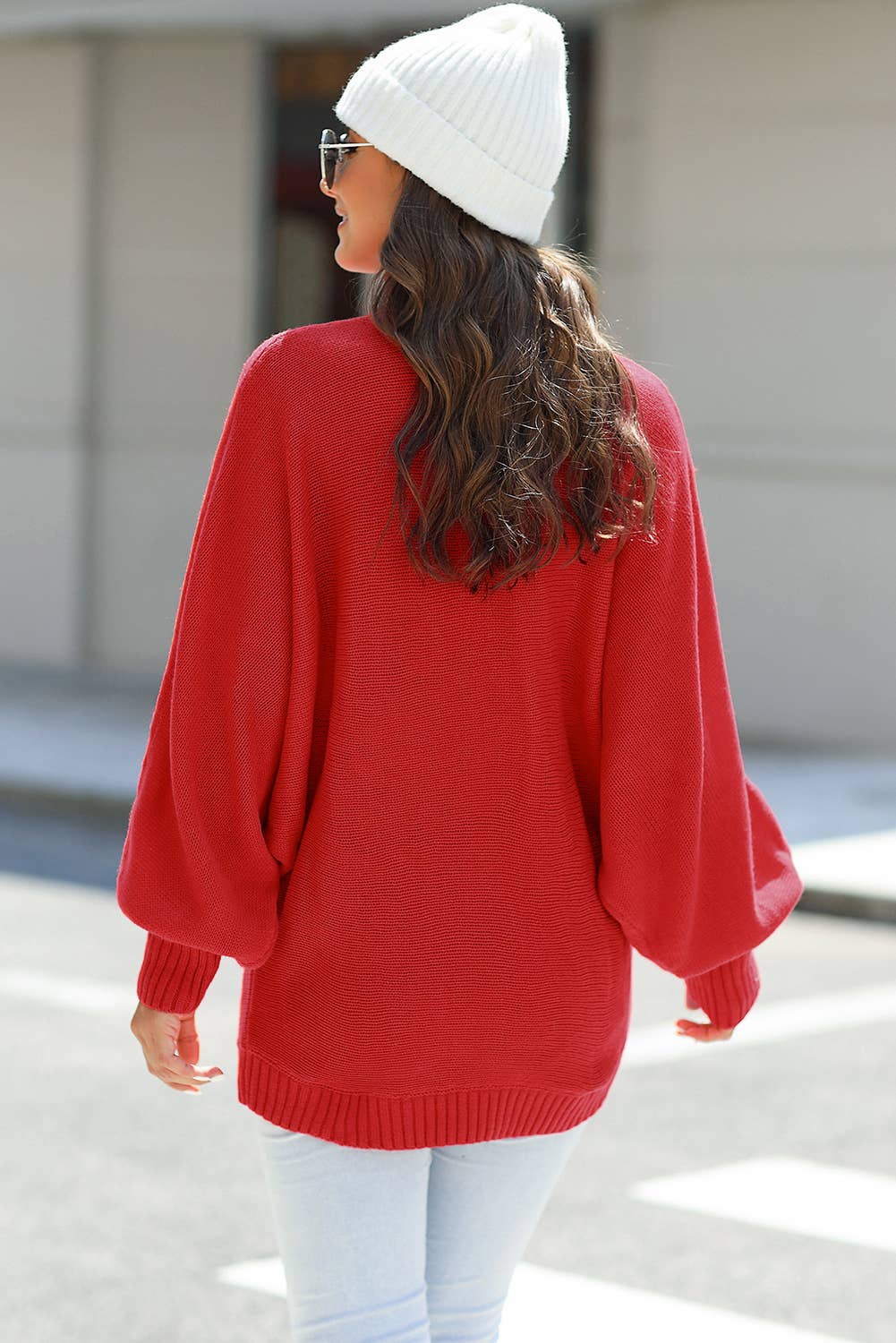 Merry Letter Embroidered Red High Neck Sweater