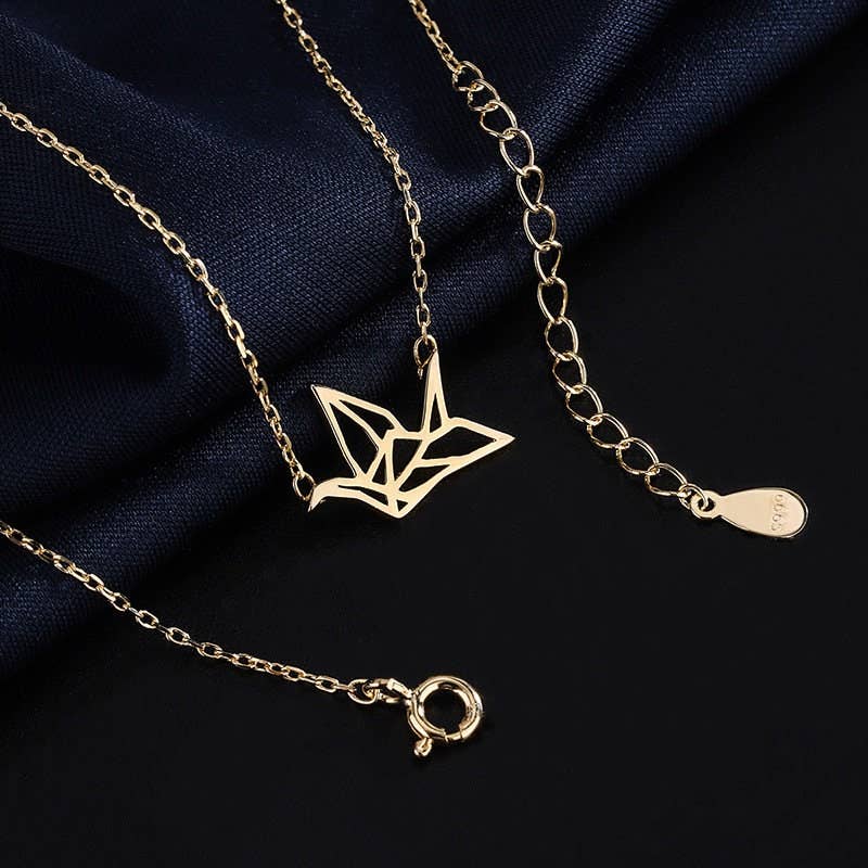 Japanese Crane Charm Necklace
