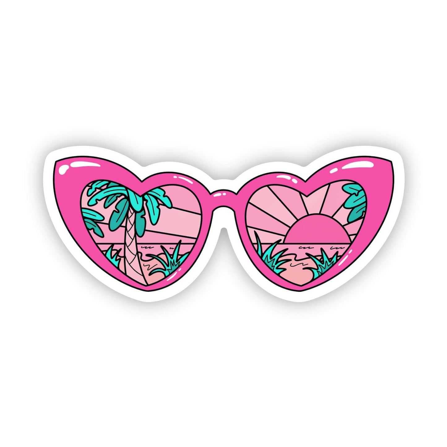 Heart sunglasses pink sticker