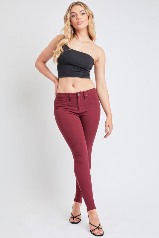 Cranberry Hyperstretch Mid-Rise Skinny
