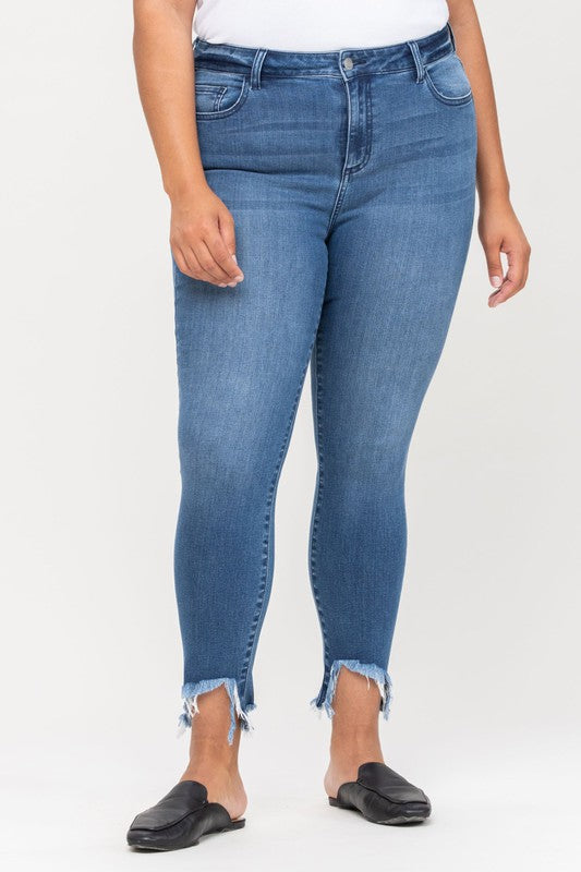 Curvy Mid-Rise Frayed Cello Jean