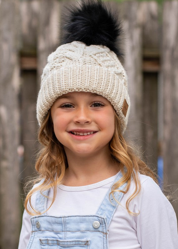 Kids Ivory Knit Hat