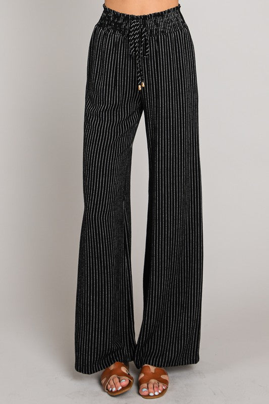 Soft Striped Linen Smocked Pants