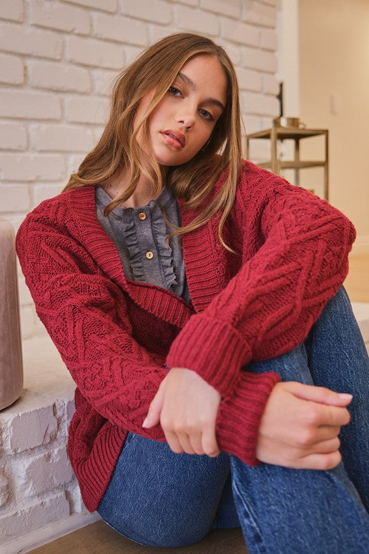 Button Up Cable Knit Cardigan