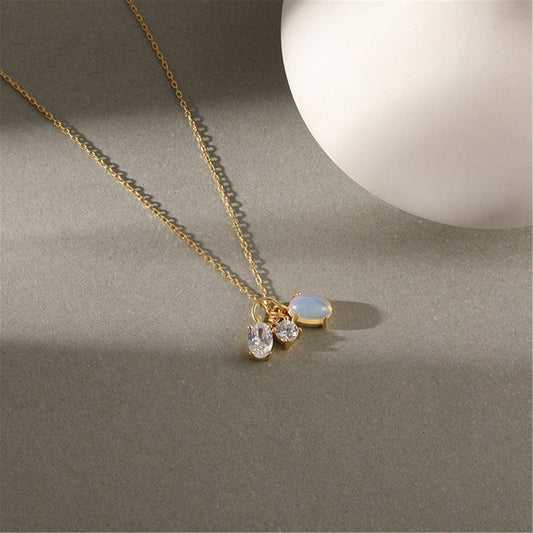 Dainty Moonstone Necklace: Gold