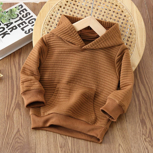 Toddler Solid Color Textured Hoodie Sweatshirt