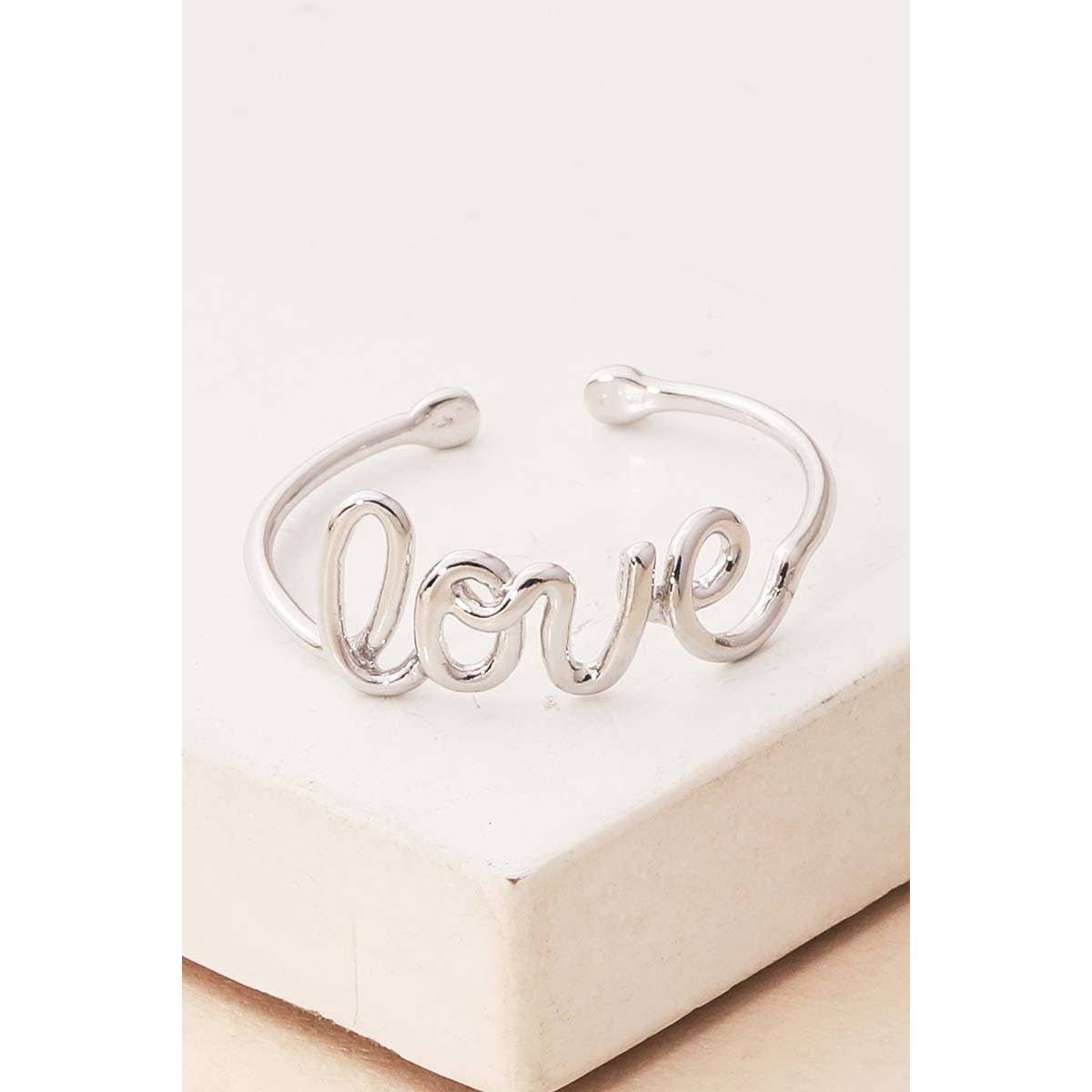 Silver Handwritten Love Ring