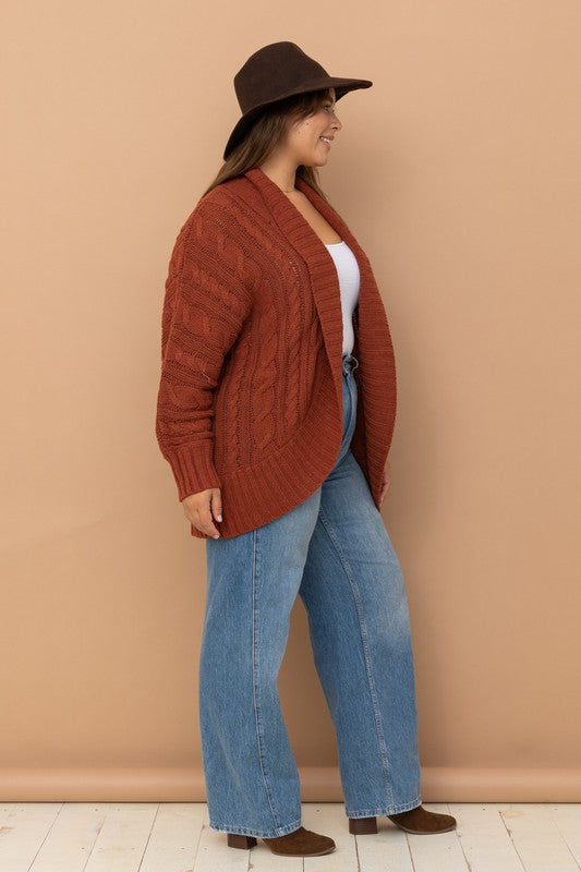 Curvy Cocoon Chunky Cable Knit Sweater