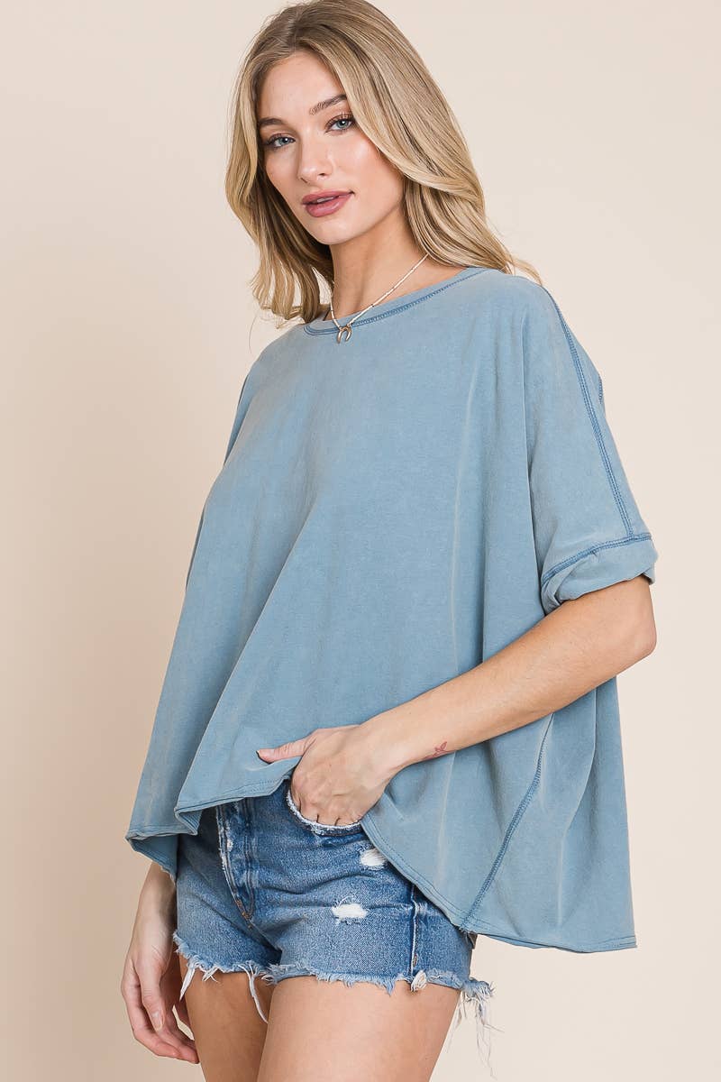 Washed Oversize Cropped Tee