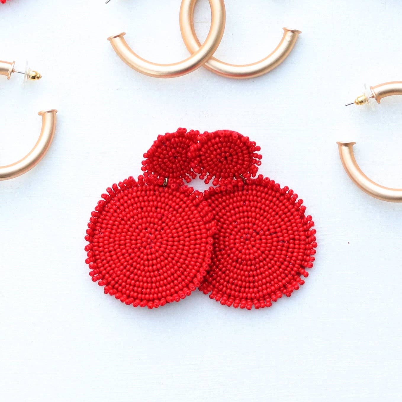 Red Beaded Drop Disc