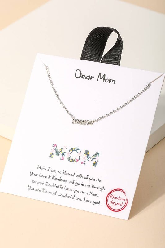 Silver Dainty Mama Pendant Necklace