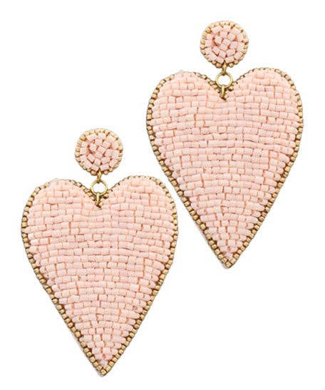 Blush Beaded Heart Earrings