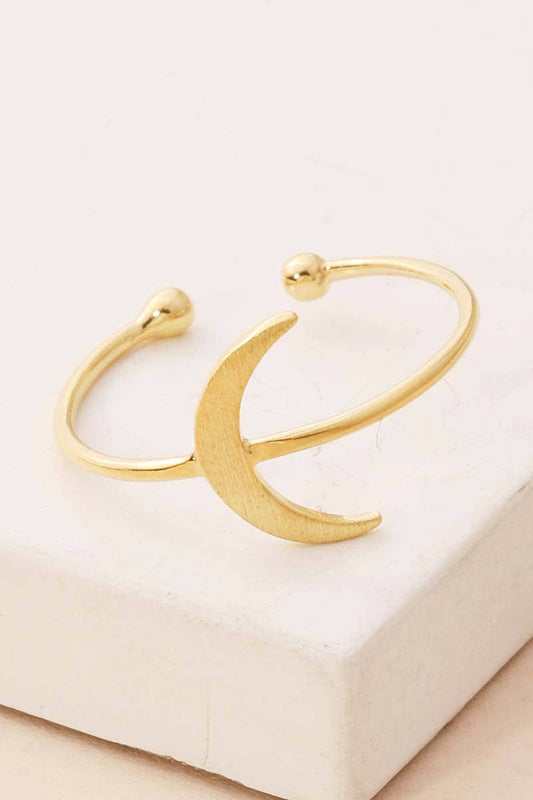 Delicate Gold Moon Crescent Ring