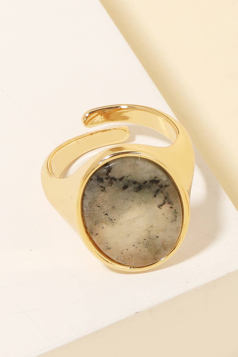 Oval Stone Signet Open Band Ring