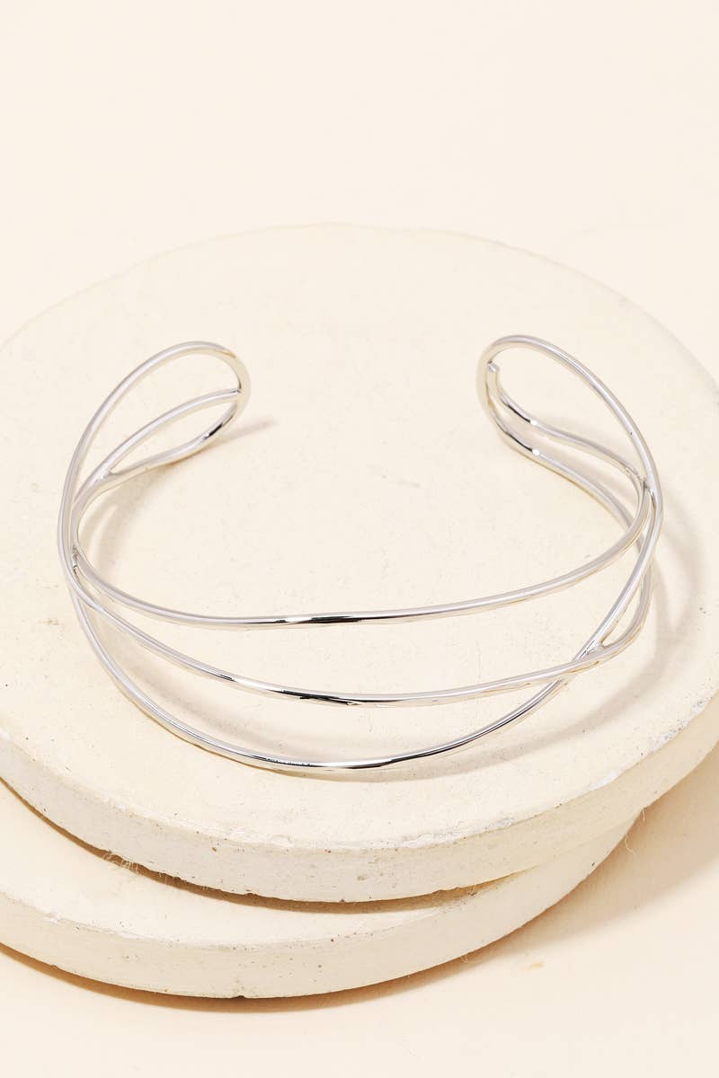 Thin Silver Triple Strand Cuff Bracelet