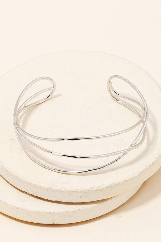 Thin Silver Triple Strand Cuff Bracelet